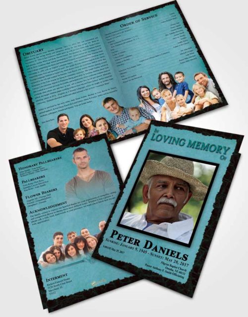 Bifold Order Of Service Obituary Template Brochure Summer Outback