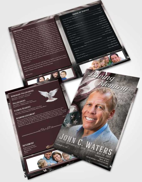 Bifold Order Of Service Obituary Template Brochure Superior Stars and Stripes