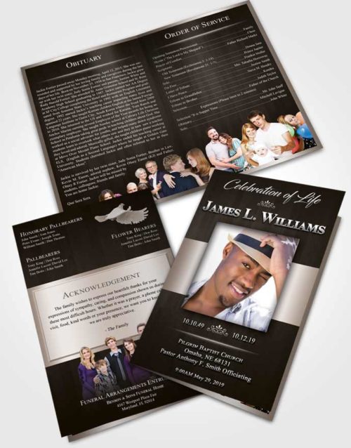 Bifold Order Of Service Obituary Template Brochure Tranquil Force