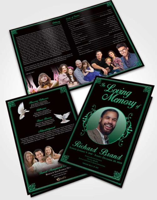 Bifold Order Of Service Obituary Template Brochure Wholesome Class Dark