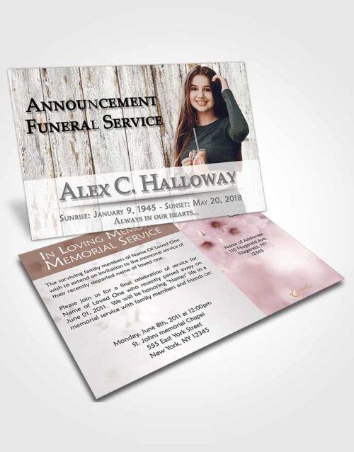 Funeral Announcement Card Template Afternoon Endurance