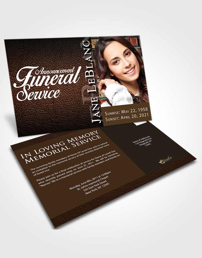 Funeral Announcement Card Template Afternoon Passion