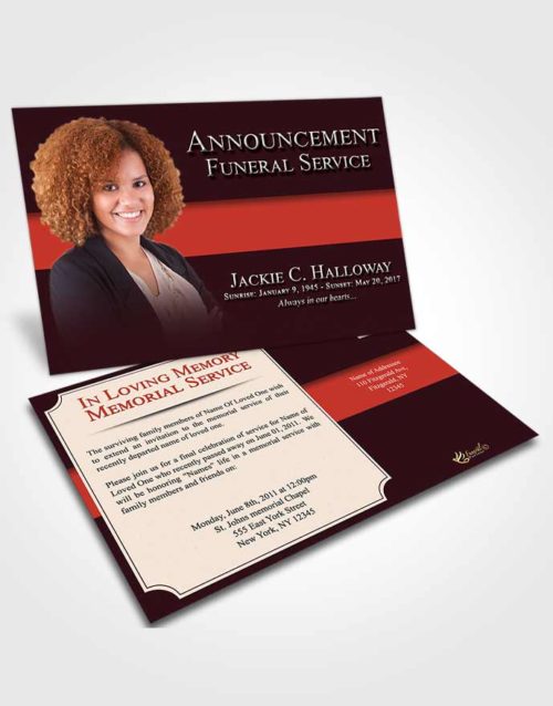 Funeral Announcement Card Template Calm Nobility