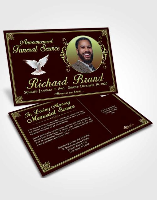 Funeral Announcement Card Template Composed Class Dark