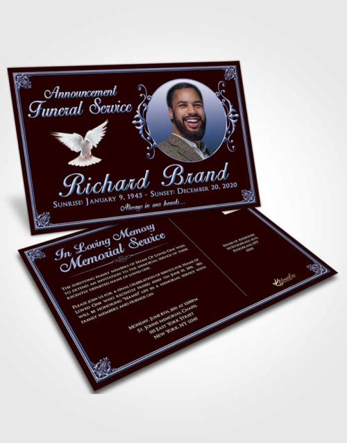 Funeral Announcement Card Template Devoted Class Dark