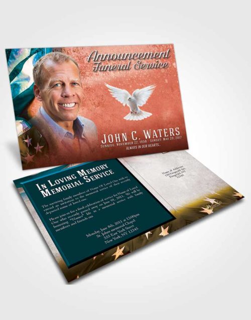 Funeral Announcement Card Template Devoted Stars and Stripes