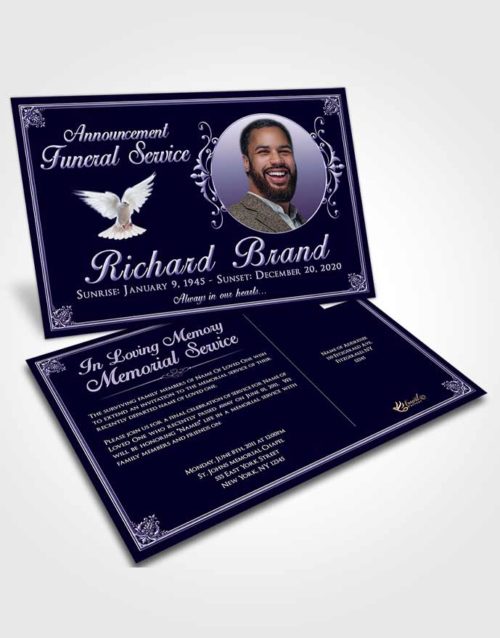 Funeral Announcement Card Template Diamond Class Dark