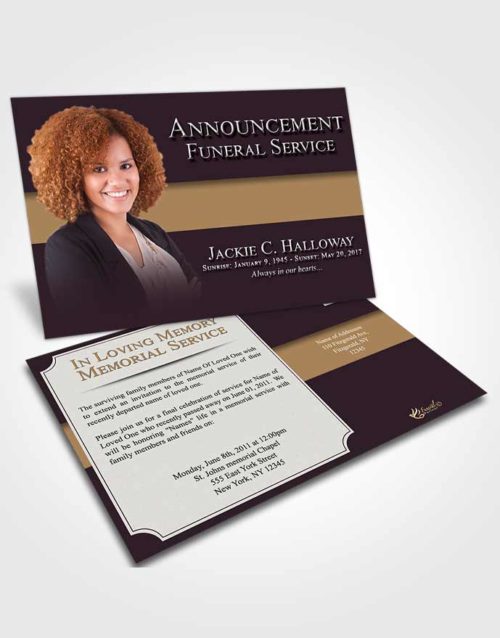 Funeral Announcement Card Template Evening Nobility