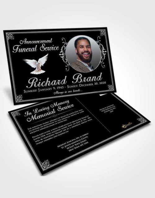 Funeral Announcement Card Template Freedom Class Dark