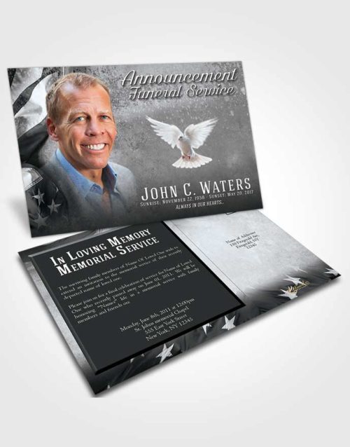 Funeral Announcement Card Template Freedom Stars and Stripes