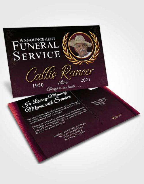 Funeral Announcement Card Template Gentle Desire
