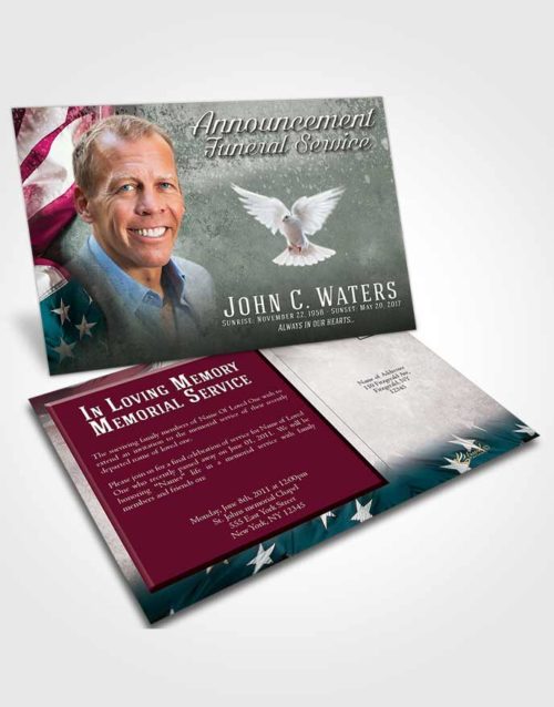 Funeral Announcement Card Template Gentle Stars and Stripes