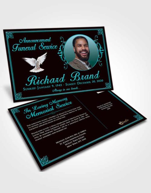 Funeral Announcement Card Template Ocean Class Dark