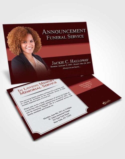 Funeral Announcement Card Template Ruby Love Nobility