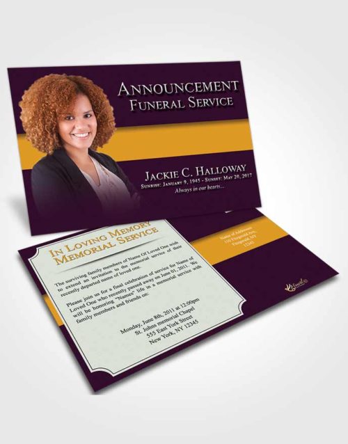 Funeral Announcement Card Template Serene Nobility