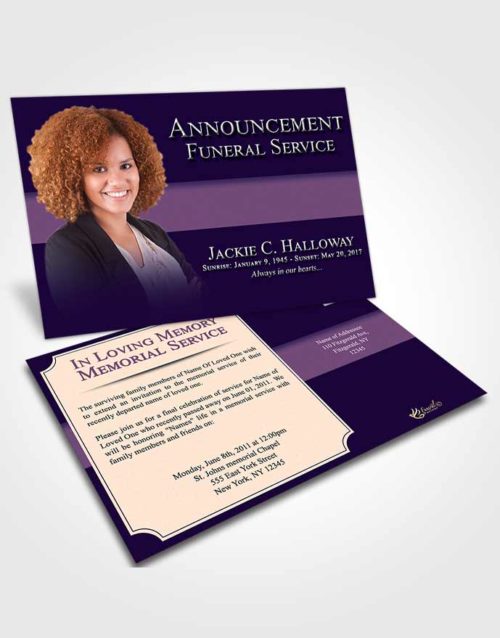 Funeral Announcement Card Template Smooth Nobility