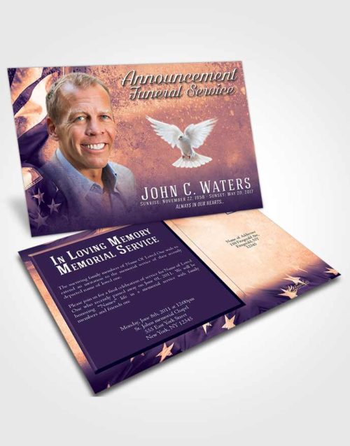 Funeral Announcement Card Template Smooth Stars and Stripes