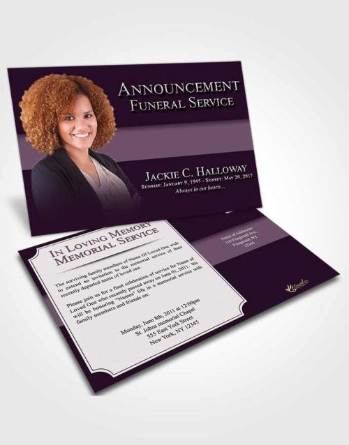 Funeral Announcement Card Template Soft Nobility