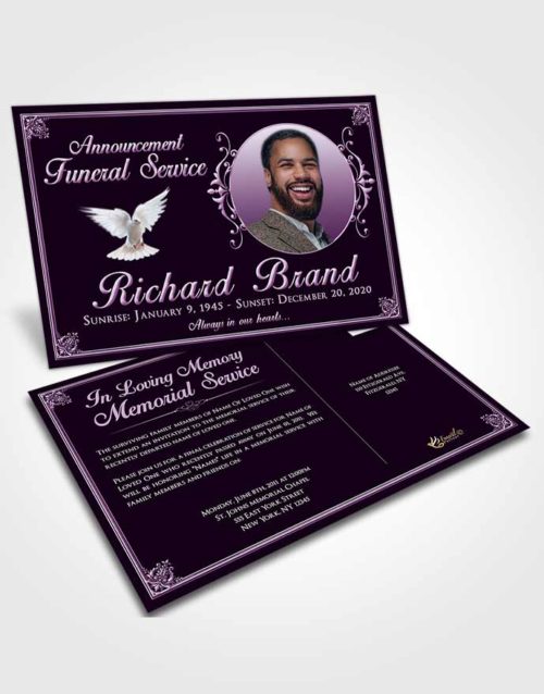 Funeral Announcement Card Template Soothing Class Dark