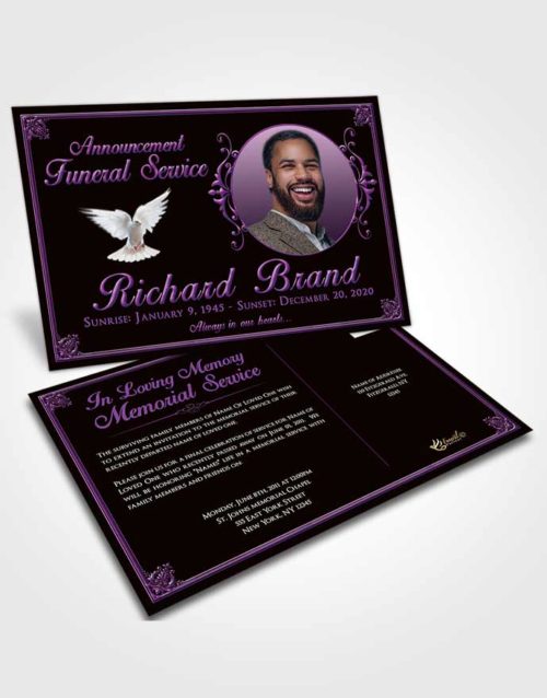 Funeral Announcement Card Template Tranquil Class Dark