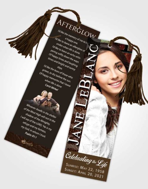 Funeral Bookmark Template Afternoon Passion