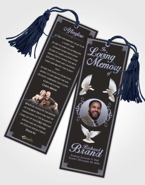 Funeral Bookmark Template Collected Class Dark