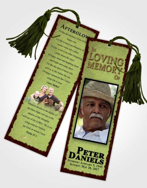 Funeral Bookmark Template Composed Outback