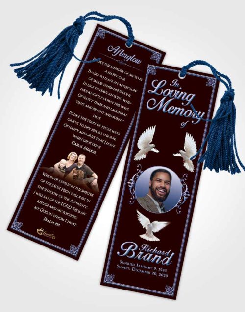 Funeral Bookmark Template Devoted Class Dark