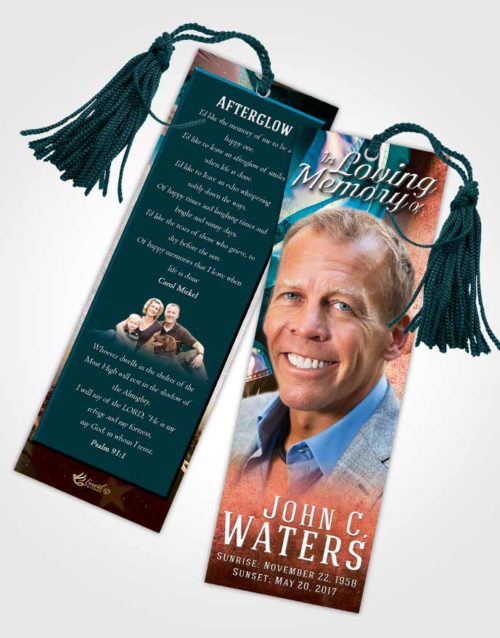 Funeral Bookmark Template Devoted Stars and Stripes