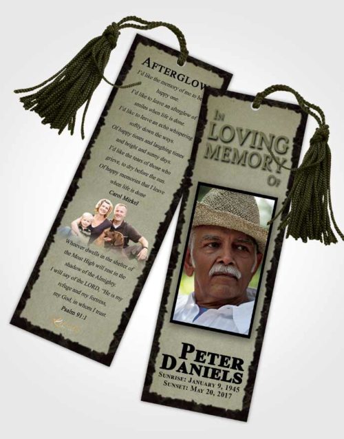 Funeral Bookmark Template Evening Outback