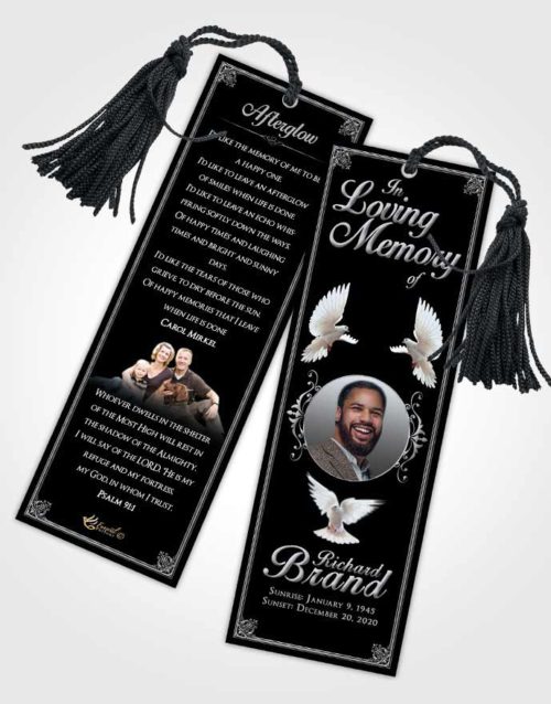 Funeral Bookmark Template Freedom Class Dark