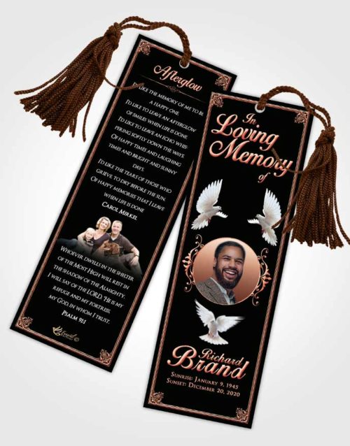 Funeral Bookmark Template Gentle Class Dark