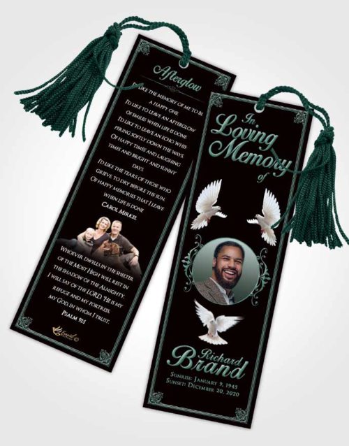 Funeral Bookmark Template Morning Class Dark