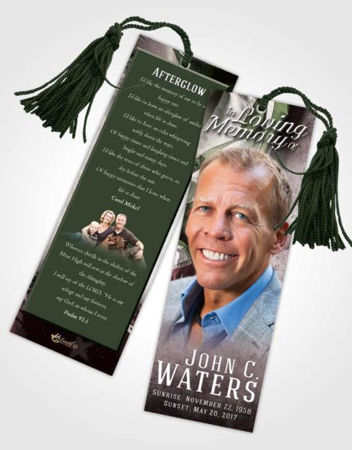 Funeral Bookmark Template Morning Stars and Stripes