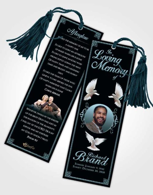 Funeral Bookmark Template Peaceful Class Dark