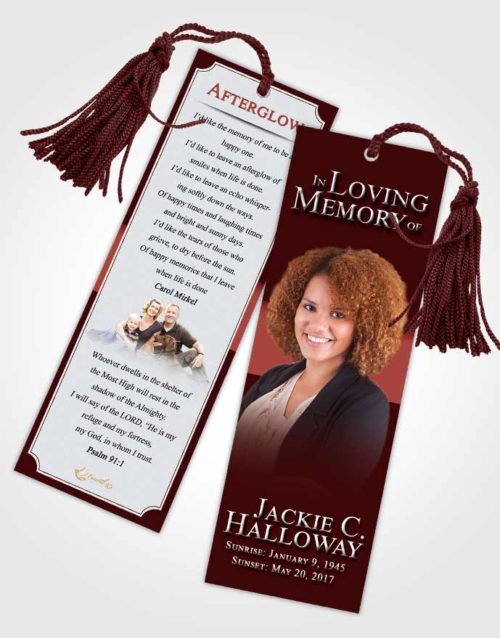 Funeral Bookmark Template Ruby Love Nobility