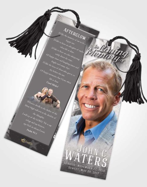 Funeral Bookmark Template Shining Stars and Stripes