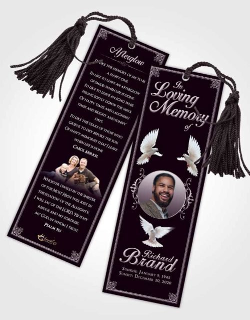 Funeral Bookmark Template Soft Class Dark