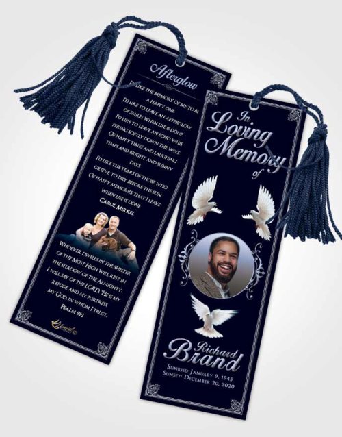 Funeral Bookmark Template Splendid Class Dark