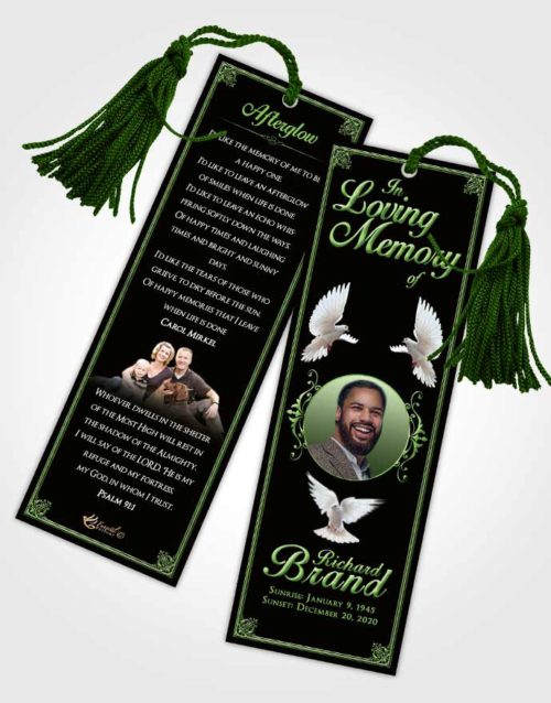 Funeral Bookmark Template Spring Class Dark