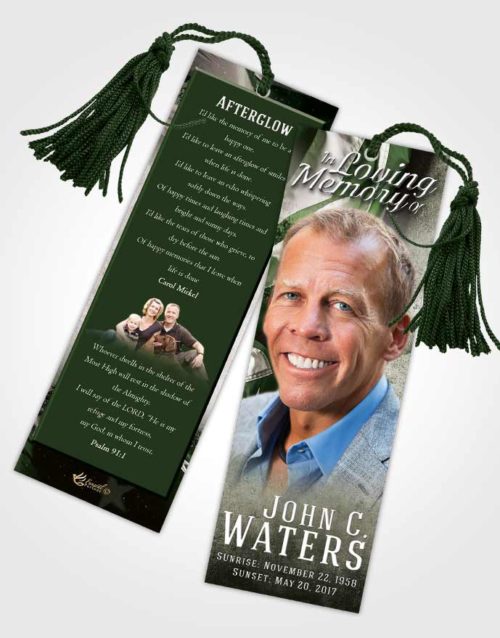 Funeral Bookmark Template Spring Stars and Stripes