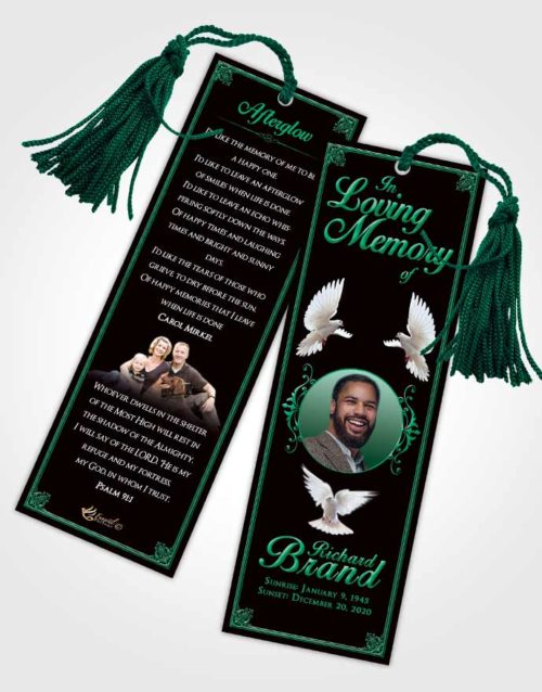 Funeral Bookmark Template Wholesome Class Dark