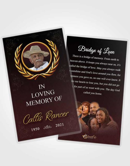Funeral Prayer Card Template Afternoon Desire