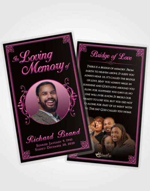 Funeral Prayer Card Template Pink Faith Class Dark