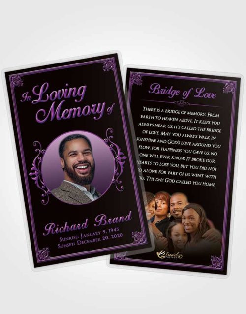 Funeral Prayer Card Template Tranquil Class Dark