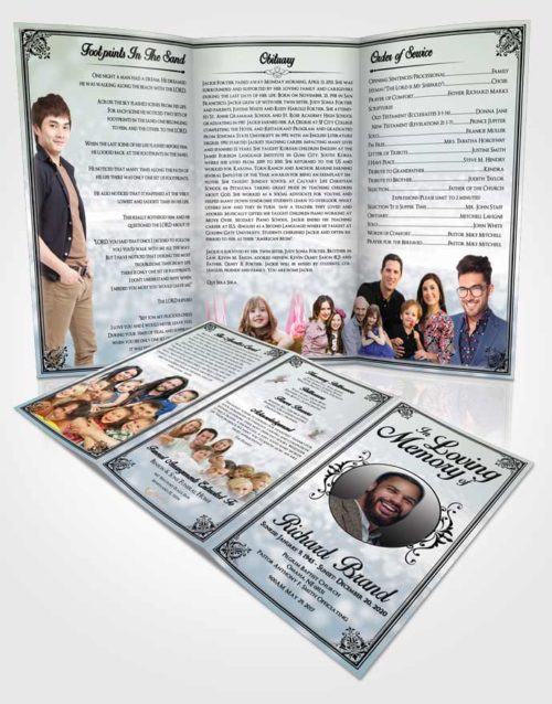 Obituary Template Trifold Brochure Afternoon Class Light