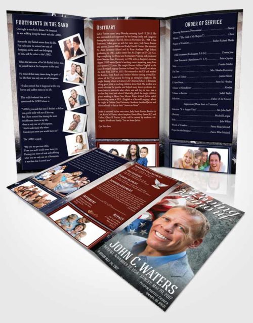 Obituary Template Trifold Brochure Afternoon Stars and Stripes