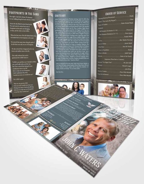 Obituary Template Trifold Brochure Collected Stars and Stripes
