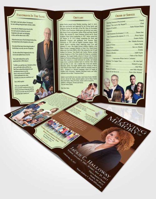 Obituary Template Trifold Brochure Composed Nobility