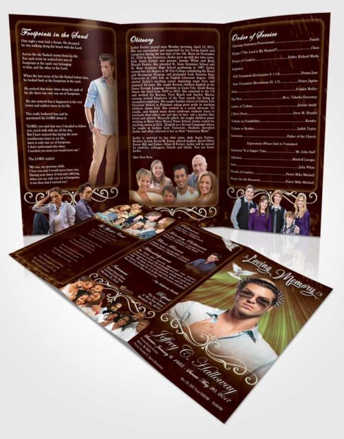 Obituary Template Trifold Brochure Composed Strength